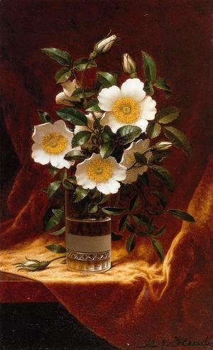 Martin Johnson Heade - Cherokee Roses In A Glass