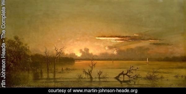 Duck Hunters In A Twilight Marsh