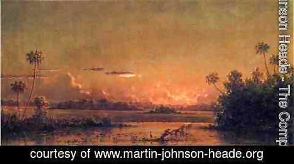 Martin Johnson Heade - Florida Sunset With Waterfowl