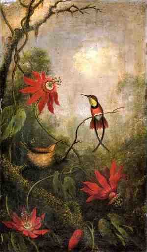 Martin Johnson Heade - Passion Flowers And Hummingbirds2