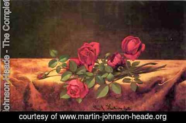Martin Johnson Heade - Roses Lying On Gold Velvet