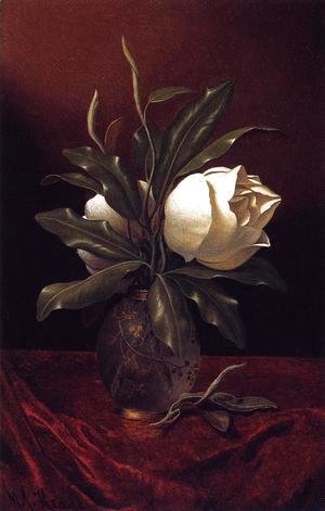 Martin Johnson Heade - Two Magnolia Blossoms In A Glass Vase