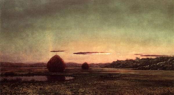 Marsh Scene Sunset Sketch by Martin Johnson Heade