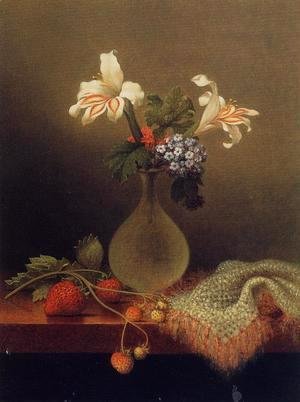 Martin Johnson Heade - A Vase Of Corn Lilies And Heliotrope