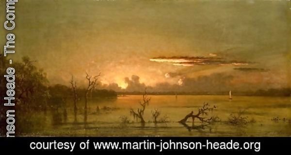 Martin Johnson Heade - Duck Hunters In A Twilight Marsh