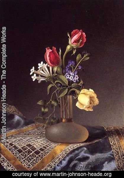 Martin Johnson Heade - Flowers In A Frosted Vase